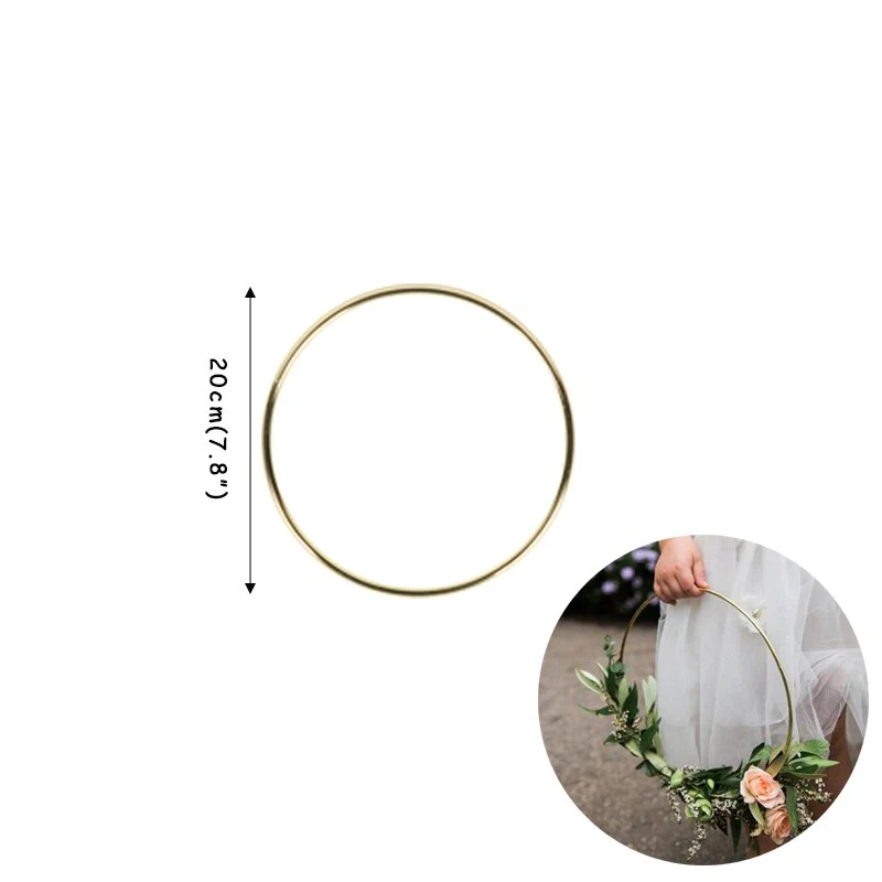 HULIANFU Wedding Decoration 10-40cm Rattan Wreath Metal Hoop Wreath Decor Floral Hoop Christmas Decor for Home Hanging Artificial Flower - Deanwangkt