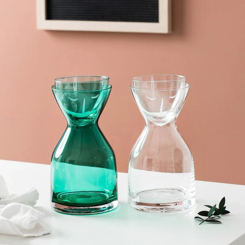 HULIANFU Personality Glass Water Bottle Set with Cup Heat-Resistant Juice Beverage Bottle Flower Tea Jug Creative Home Drinkware Supplier - Deanwangkt