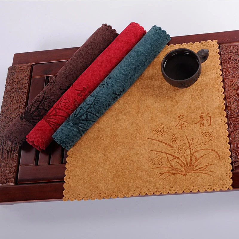 HULIANFU Superfine fiber tea towels absorbent strong kung fu tea towels high-grade tea cloth tea tools~ - Deanwangkt
