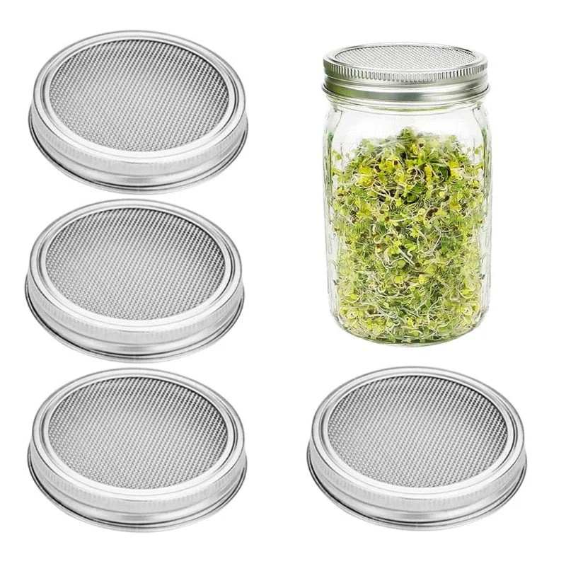 HULIANFU Stainless Steel Sprouting Jar Lids Home Garden Seed Sprouting Germinator Seed Sprouter Germination Grow Cover Strainer Lids - Deanwangkt