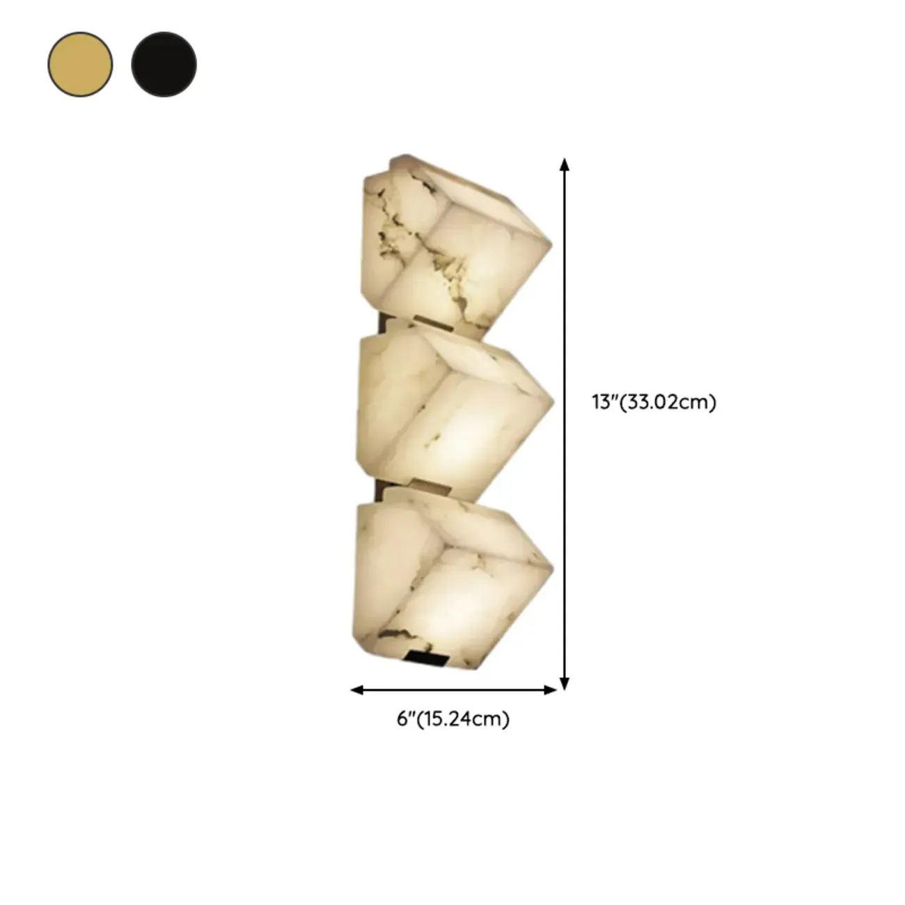 3-Light Geometric Metal Stone Shade Wall Sconce