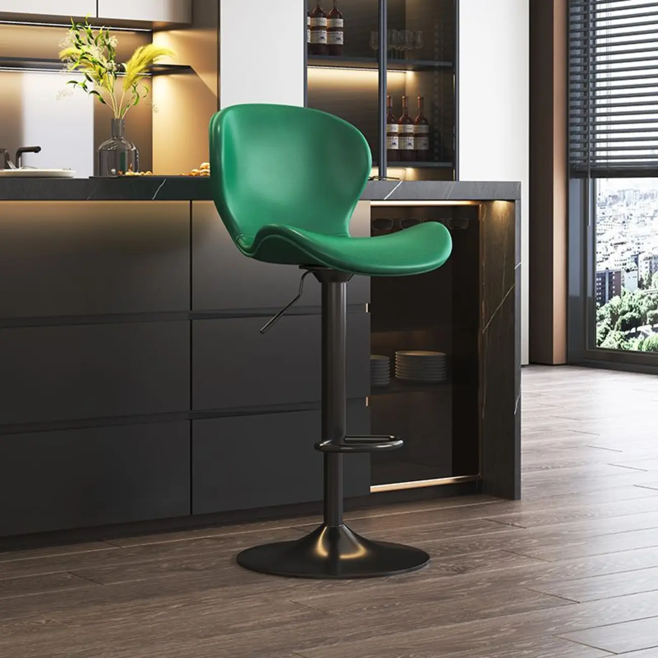 Modern Saddle Pedestal Swivel Adjustable Bar Stools