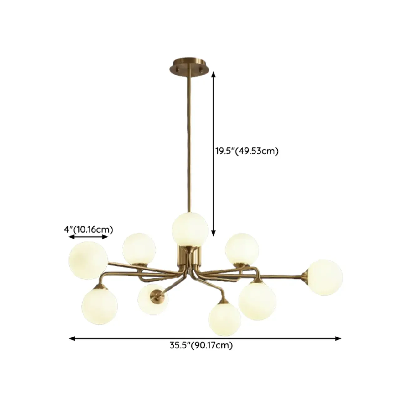 Adjustable Brass Modern Globe Glass Sputnik Chandelier