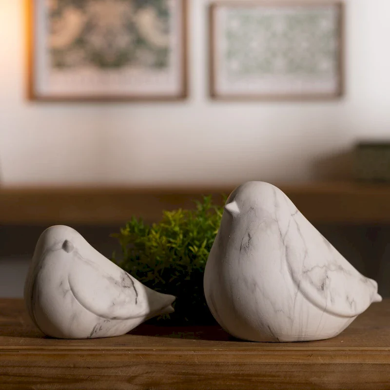Marble Design Bird Shelf Sitter (Set of 2)