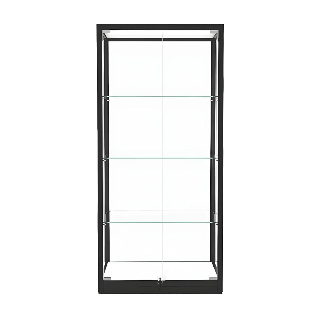 Modern Glass Black Curio Cabinet with Adjustable Shelves