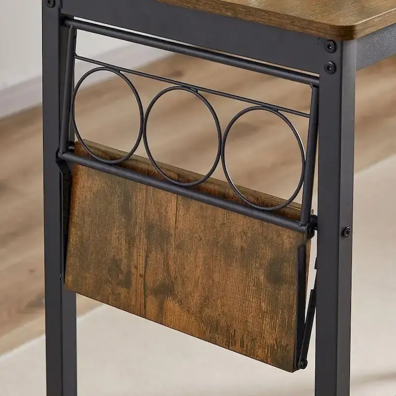 3 PCS Industrial Bar Table Set with Wine Rack
