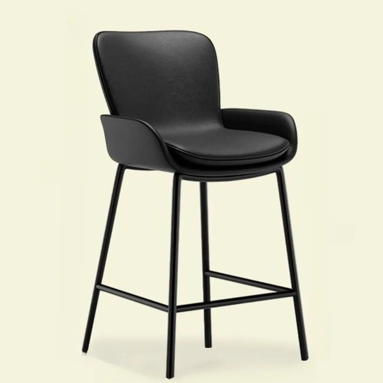 Coffee Bucket Four Legs Leather Counter Bar Stools