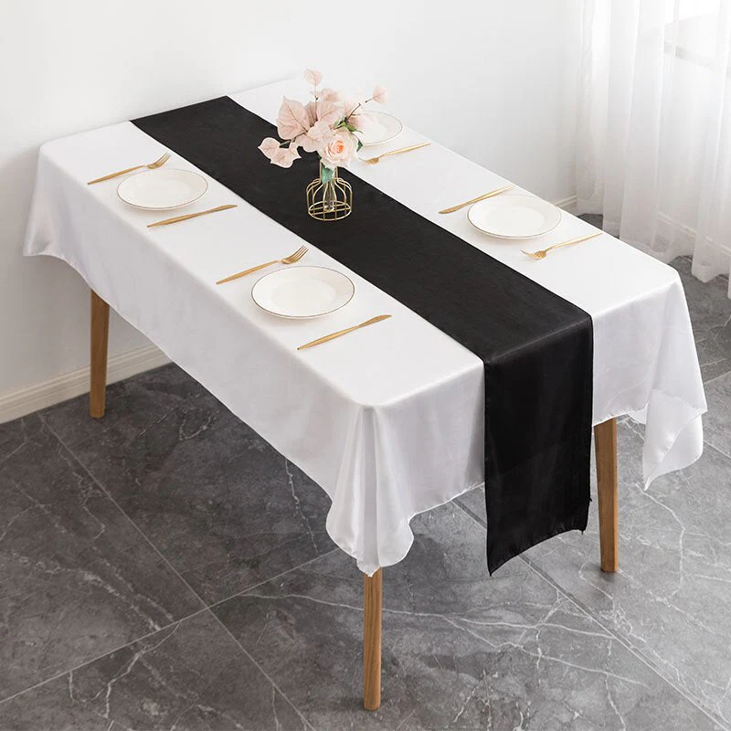 HULIANFU Table Runner Satin Shiny Colour Wedding Decoration Hotel Birthday Party Show Banquet Table Runner - Deanwangkt