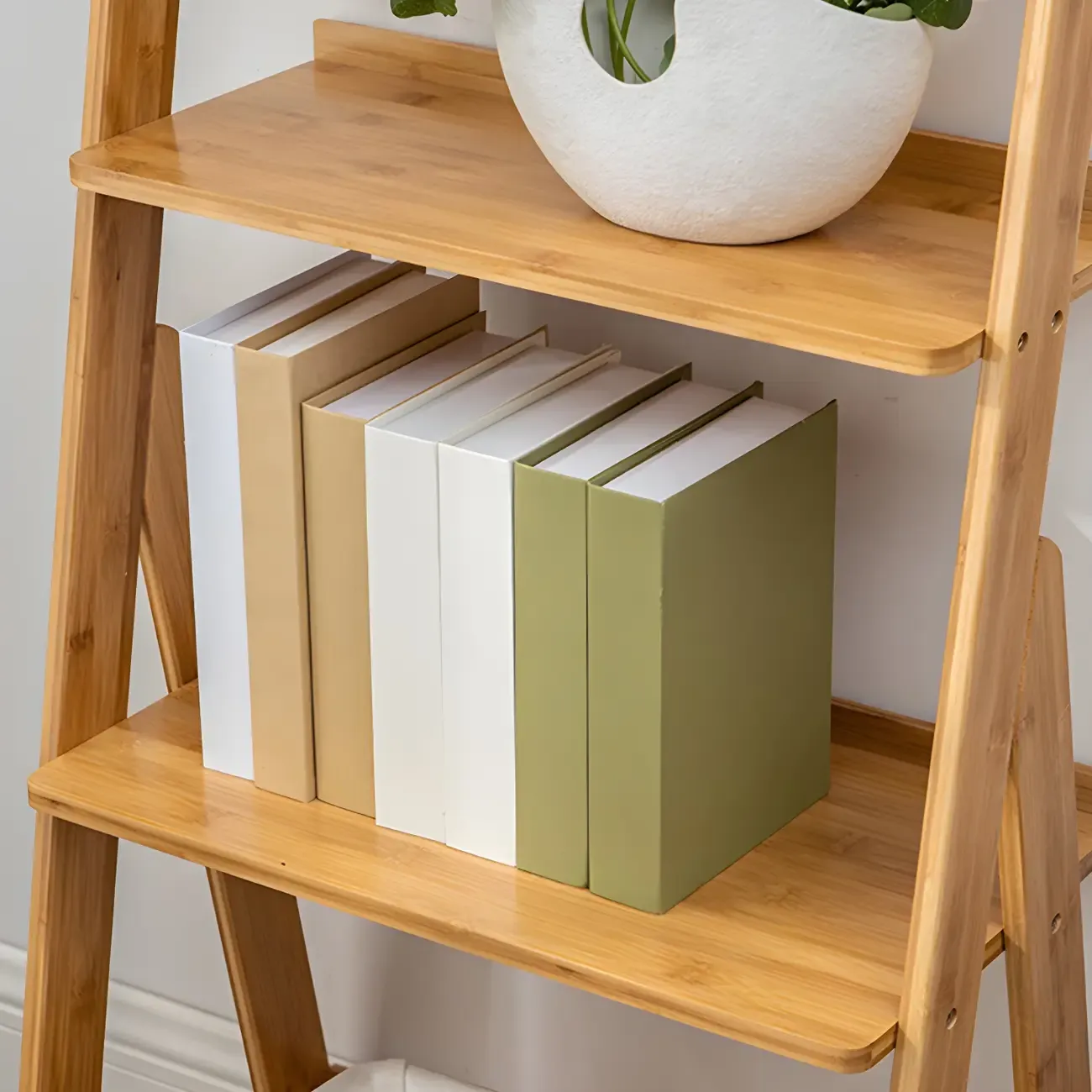Solid Wood 5-Tier Open Back Ladder Bookshelf