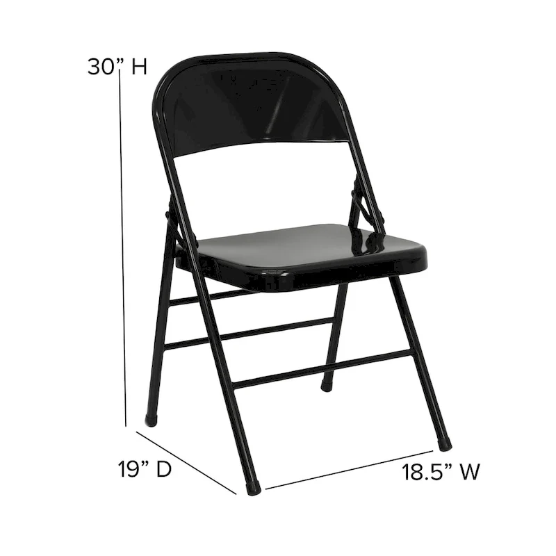 4 Pack Triple Braced & Double Hinged Metal Folding Chair