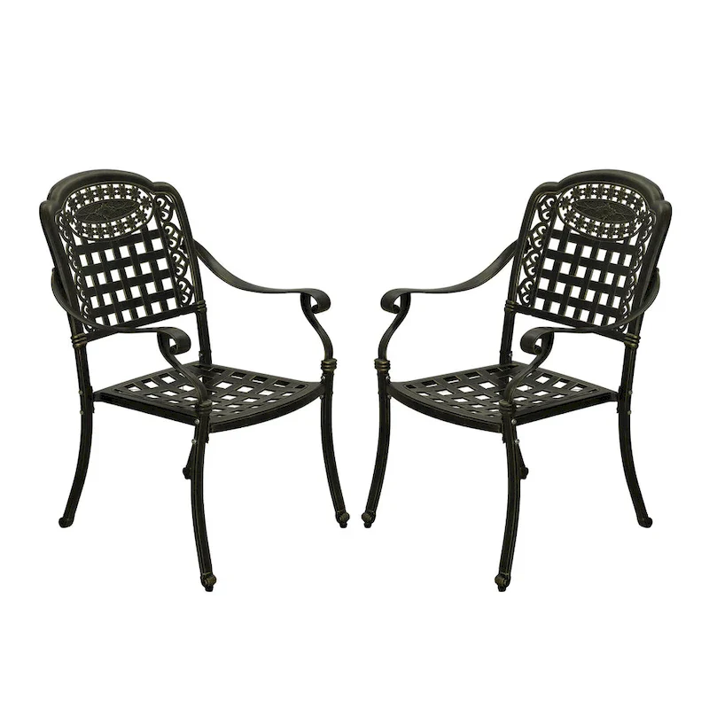 Clihome Cast Aluminum Patio Dining Chairs (Set of 2)