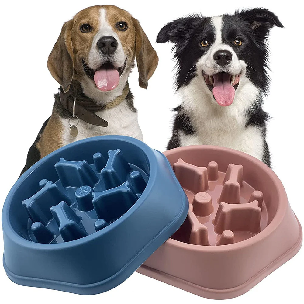 HULIANFU Pet Dog Bowl Dog Slow Feeder Bowl Puppy Cat Slow Eating Dish Bowl Anti-Gulping Food Plate Feeding Dog Cat Food Bowl Pet Supplies - Deanwangkt