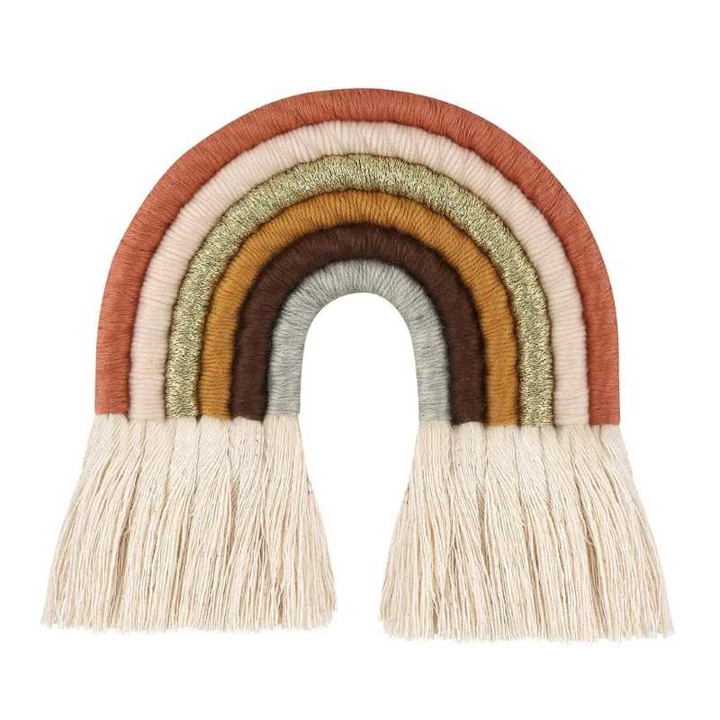 HULIANFU Lines Macrame Rainbow Hanging Ornament DIY Rope Handmade Woven Wall Decor Baby Girls Room Decor Home Nursery Decor - Deanwangkt