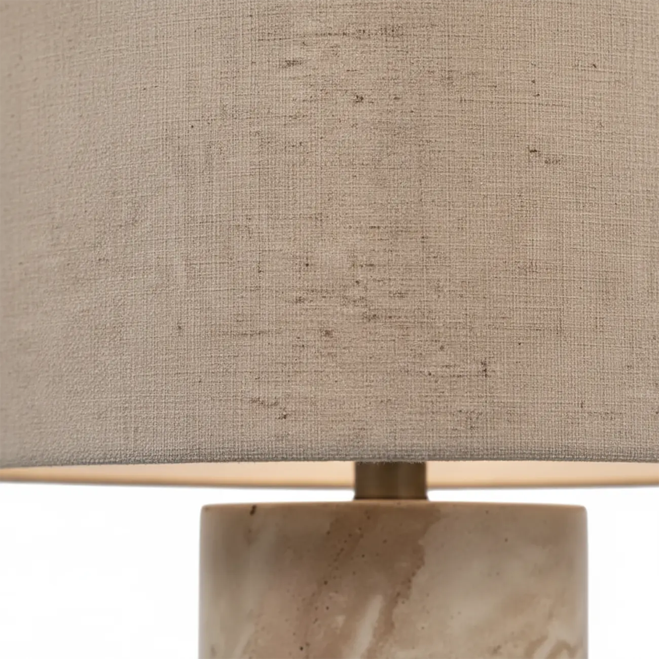 Modern Yellow Travertine Table Lamp with Fabric Shade