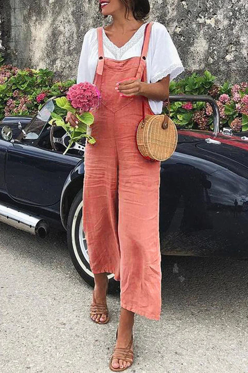hulianfu Fashion Street Solid Spaghetti Strap Loose Jumpsuits(7 colors) - Deanwangkt