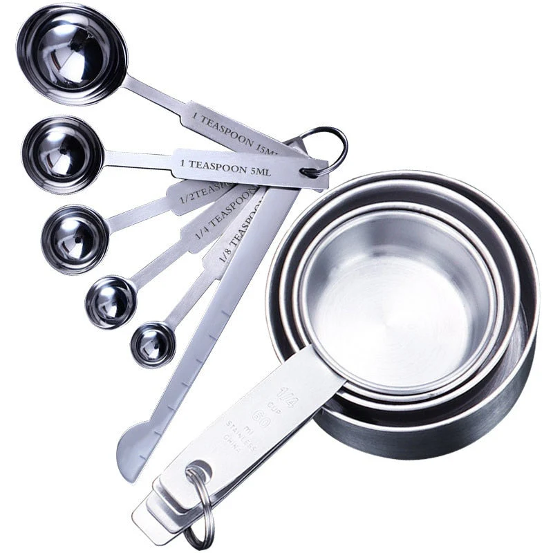 HULIANFU UPORS 8/10Pcs Stainless Steel Measuring Cups and Spoons Set Deluxe Premium Stackable Tablespoons Home Tools Kitchen Accessories - Deanwangkt