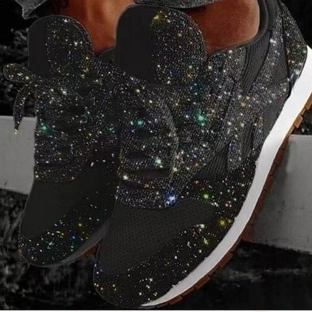 Women's Trainers Athletic Shoes Sneakers Sequins Plus Size Bling Bling Sneakers Outdoor Daily Summer Sequin Platform Flat Heel Round Toe Sporty Classic Casual Tennis Shoes Walking Shoes Mesh Lace-up - Deanwangkt