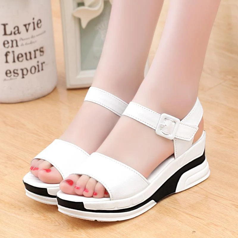 Summer shoes woman Platform Sandals Women Soft Leather Casual Open Toe Gladiator wedges Trifle Mujer Women Shoes Flats - Deanwangkt