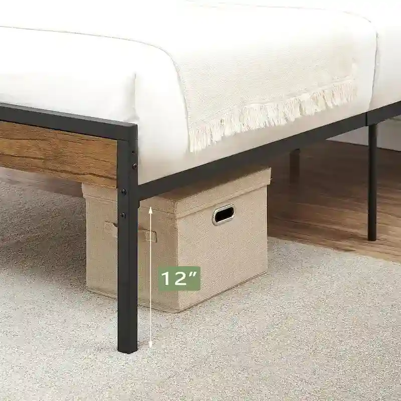 Bed Frame with Wood Headboard, Noise-Free