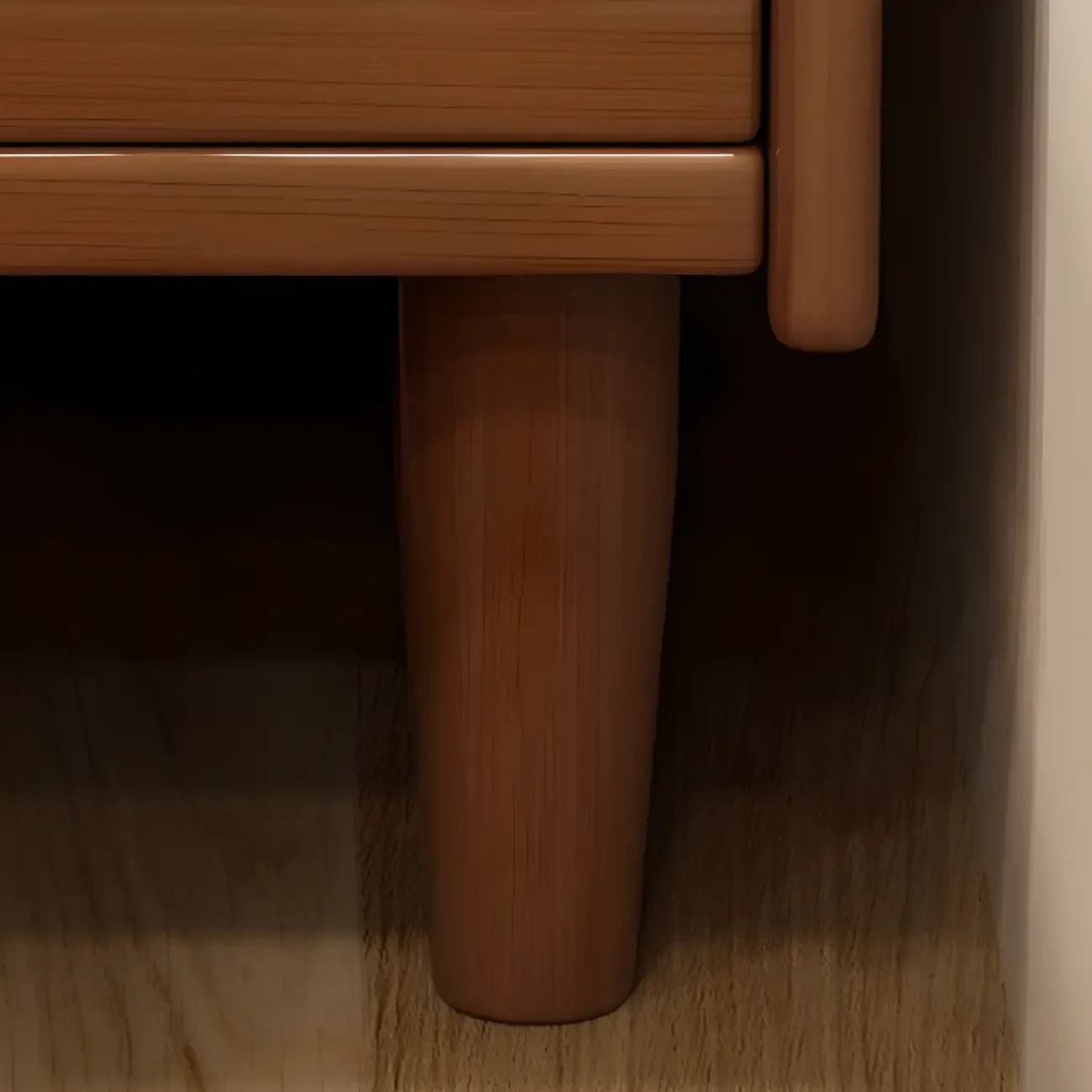 Narrow Wood 2 Drawers Nightstand in Natural Finish