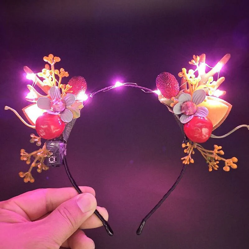 HULIANFU 2026  Luminous Elk Antler Headband Christmas Concert Forest Branch Deer Ear Headgear Hair Accessories Scenic Stage Show Photo Props - Deanwangkt