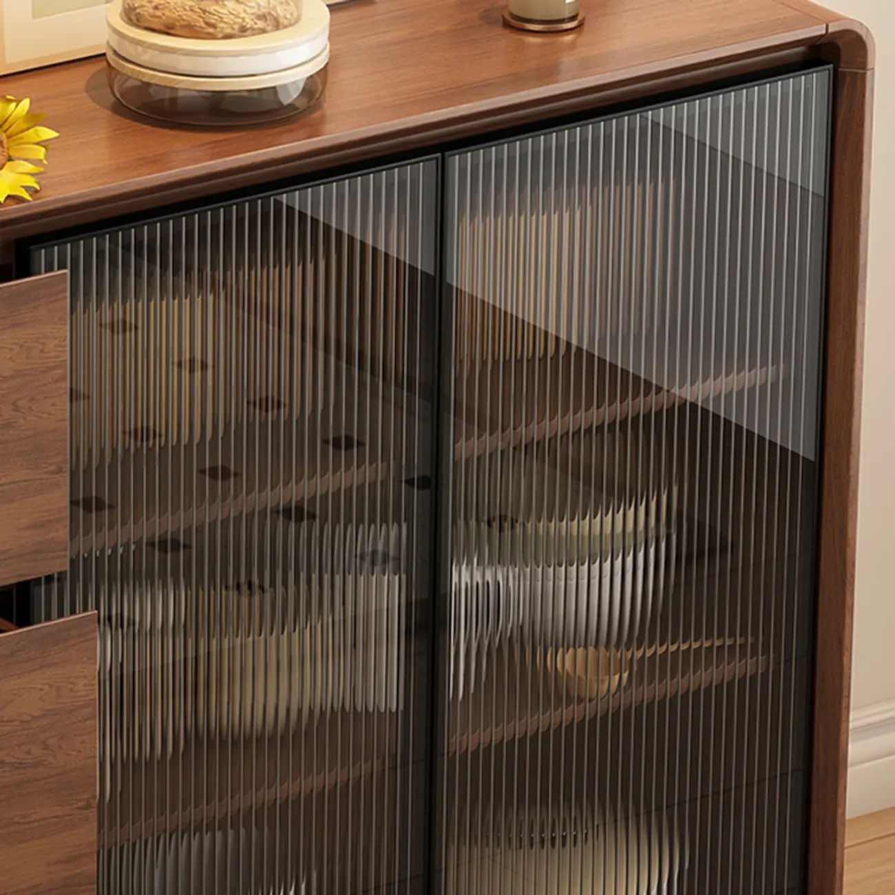 Casual Espresso Wood Sideboard with Drawers
