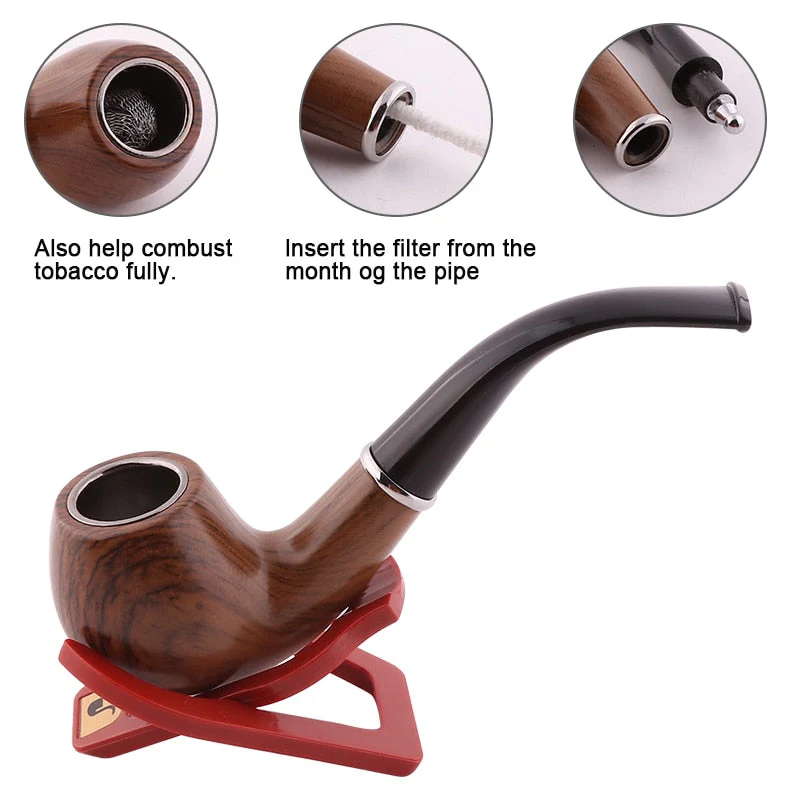 HULIANFU Resin Smoking Tobacco Pipe Set Classic Wooden  Herb Grinder Pipe Smoking Chimney Filter Gift for Smoke Accessories - Deanwangkt