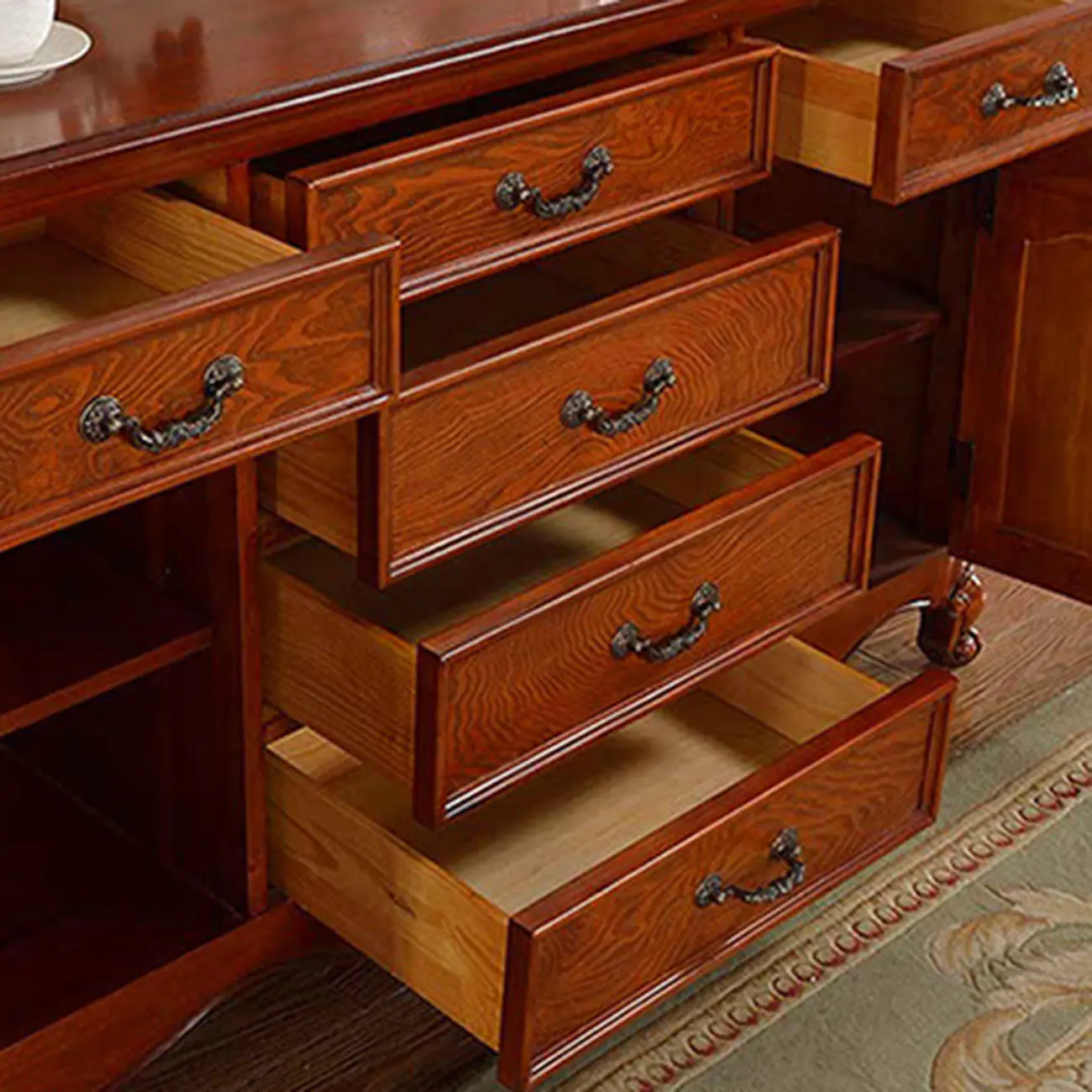 Modern Brown Wood Buffet with Adjustable Shelves
