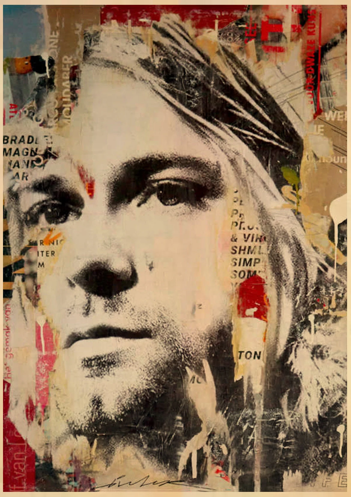 HULIANFU Singer Kurt Cobain Posters Rock and Roll Music Retro Kraft Paper Sticker DIY Vintage Room Bar Cafe Decor Gift Art Wall Paintings - Deanwangkt