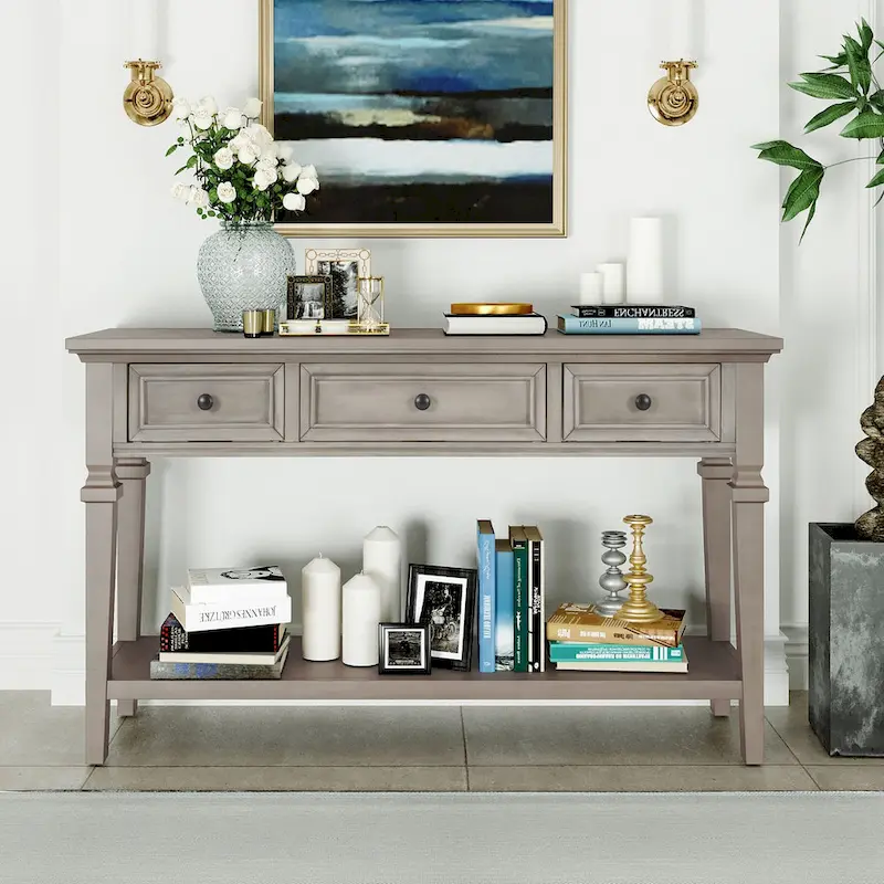 Classic Retro Style Console Table with Three Drawers