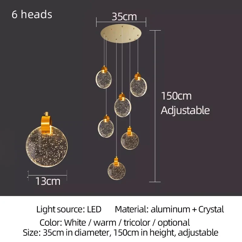 HULIANFU Modern led pendant golden villa staircase living room home decoration chandelier shopping mall crystal rope Chandelier - Deanwangkt