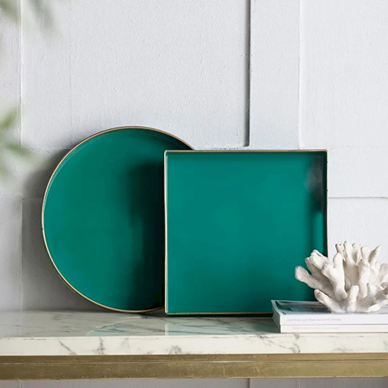 Green 15-inch Diameter Decorative Tray