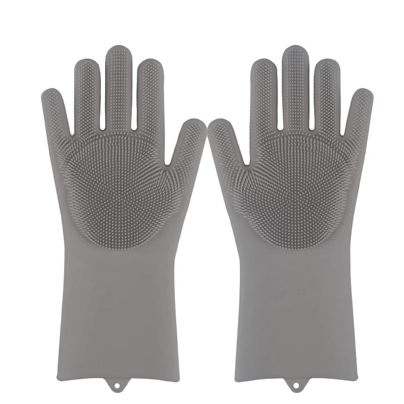HULIANFU Silicone Dishwashing Cleaning Glove Magic Scrubber Sponge Rubber Glove for Washing Dish Kitchen Car Bathroom Pet Brush Cleaner - Deanwangkt