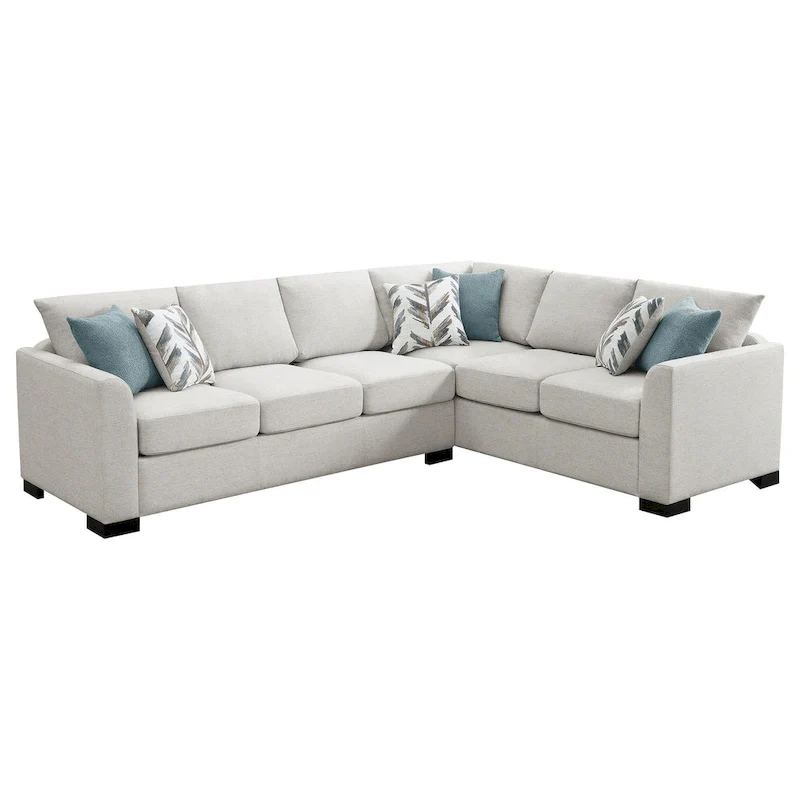 Ashlee Sleeper Sectional Sofa, Greige Chenille, 6 Pillows, 111 Inch