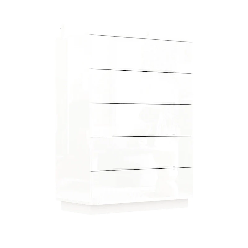 5 Drawer Chest Dresser w/High Gloss Drawers Chest With Light Storage