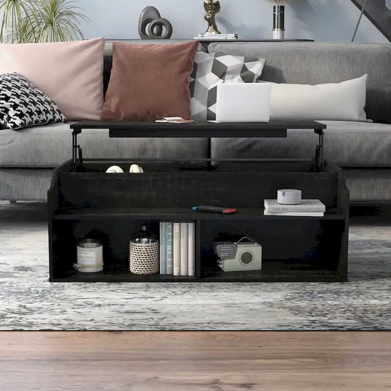 DH BASIC Transitional Black Oak 44-inch Lift-top Coffee Table by Denhour