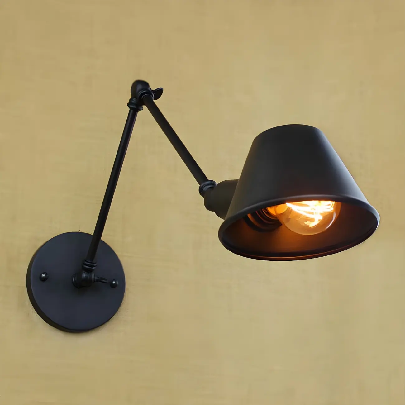 Adjustable Industrial Black  Swing Arm LED Wall Sconce