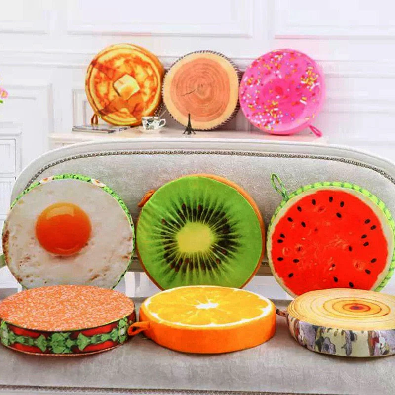 HULIANFU Thicken Fruit Design Round Soft Plush Cushion Tatami Office Chair Cushion Kindergarten Cartoon Cute Seat Pad - Deanwangkt