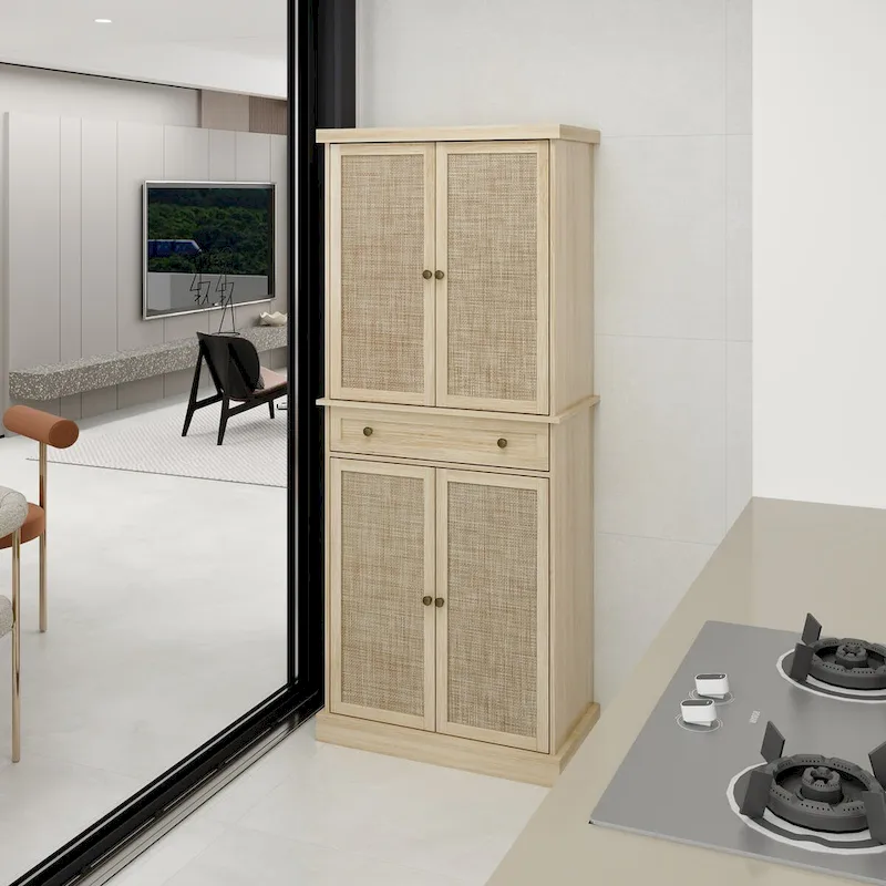 4 Door Cabinet with 1 Drawer,with 4 Adjustable Inner Shelves