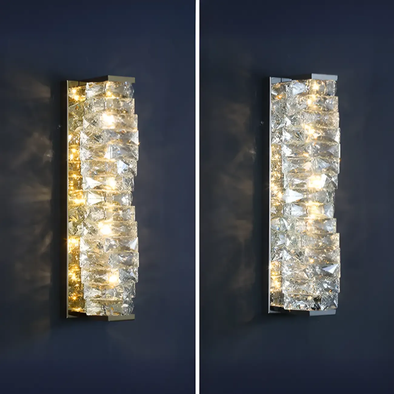 2-Light Geometric Wall Light with Clear Crystal