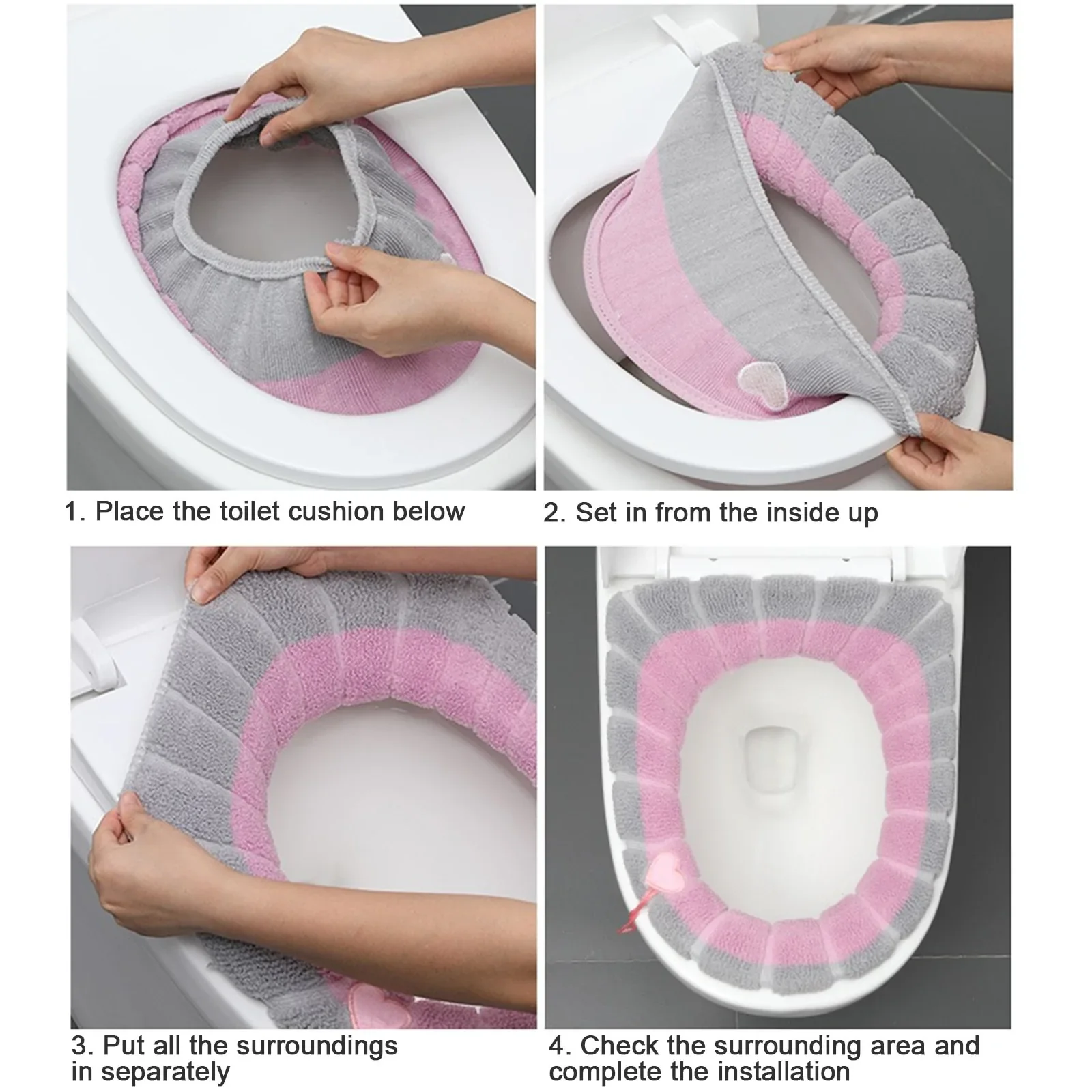 HULIANFU NEW Toilet Seat Mat Set Bathroom Universal Warm Soft Washable Closestool Mat Seat Case Winter Warmer Mat Pad Bidet Covers - Deanwangkt