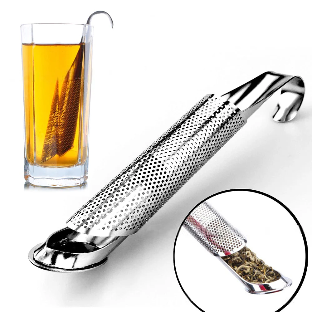 HULIANFU Kitchen Accessories new Tea Strainer Amazing Stainless Steel Infuser Pipe Design Touch Feel Holder Tool Tea Spoon Infuser Filter - Deanwangkt