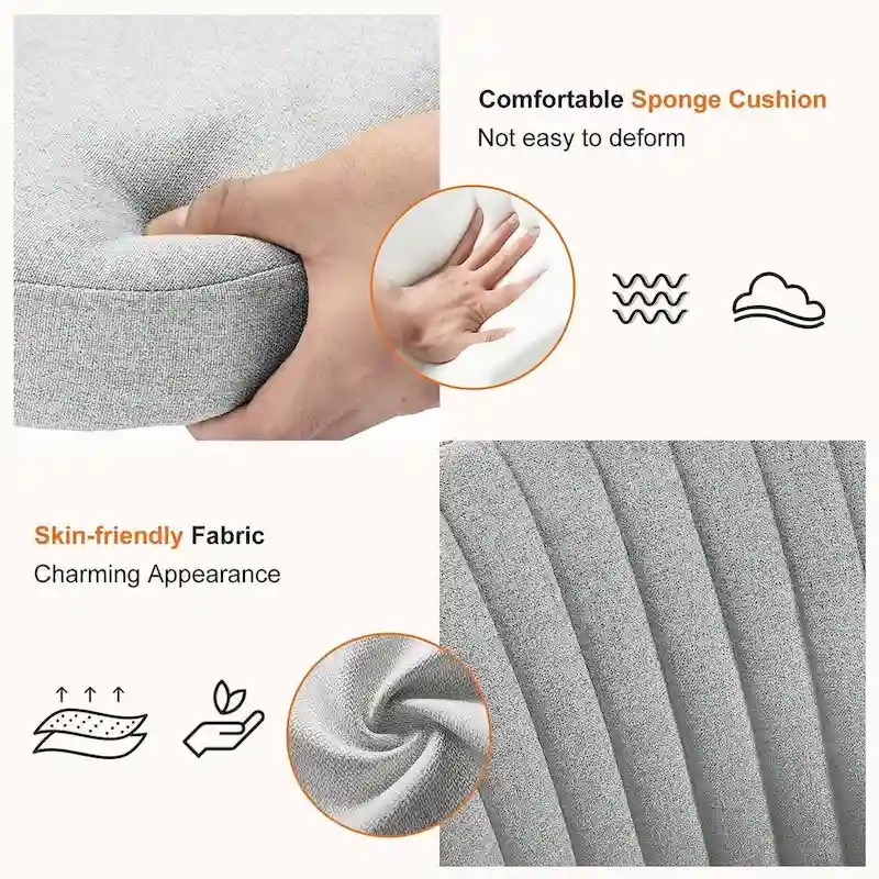 Office Chair with Wheels, Adjustable Height Fabric Upholstered Computer Desk Chair Swivel