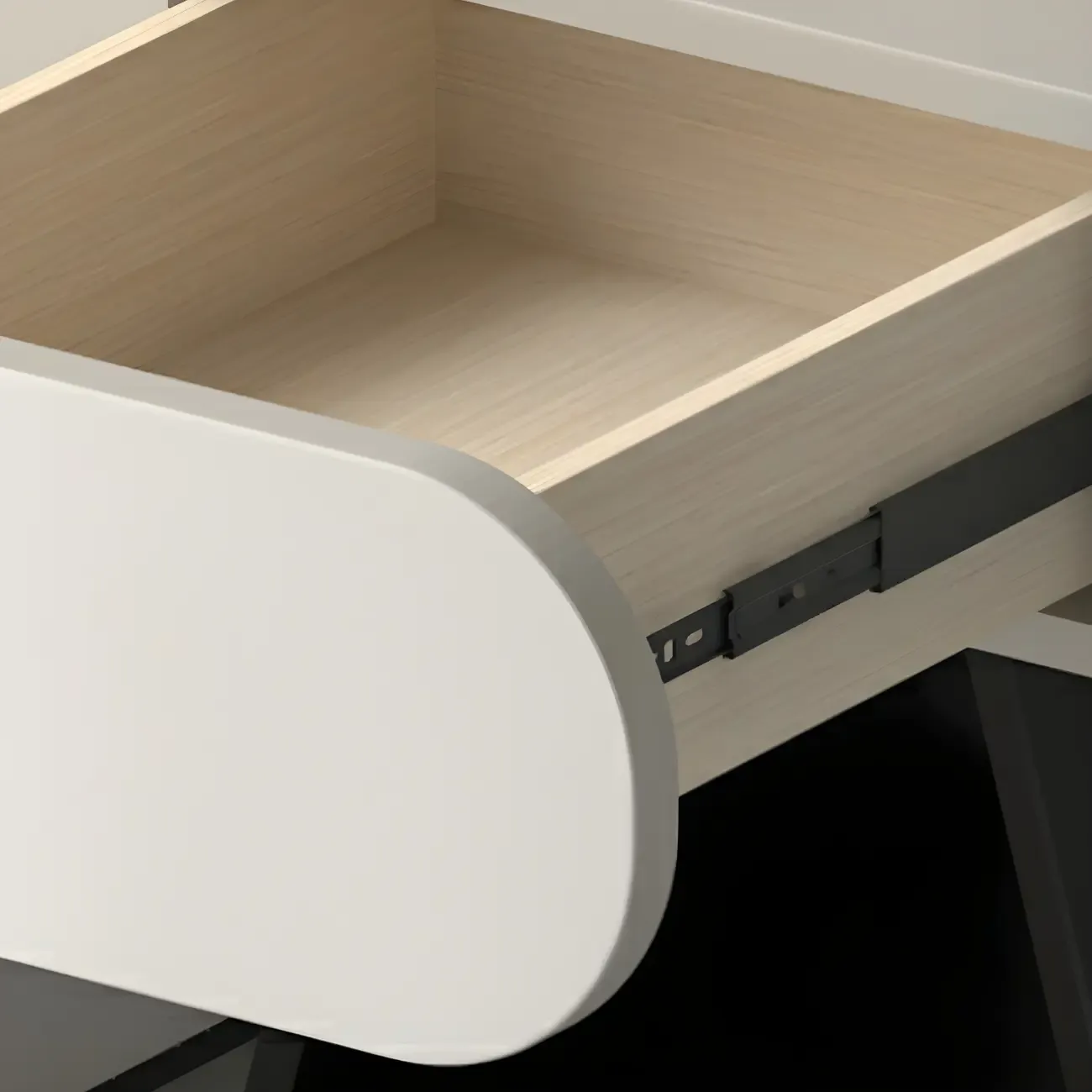 Simple Rectangular Wood Black-White 2 Drawer Nightstand