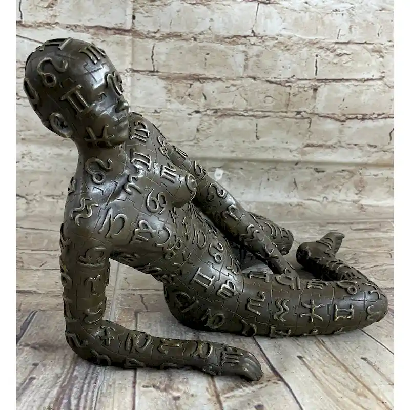 Signed Tribute To Dali Lady With Zodiac Outfit Bronze Sculpture Statue Figurine