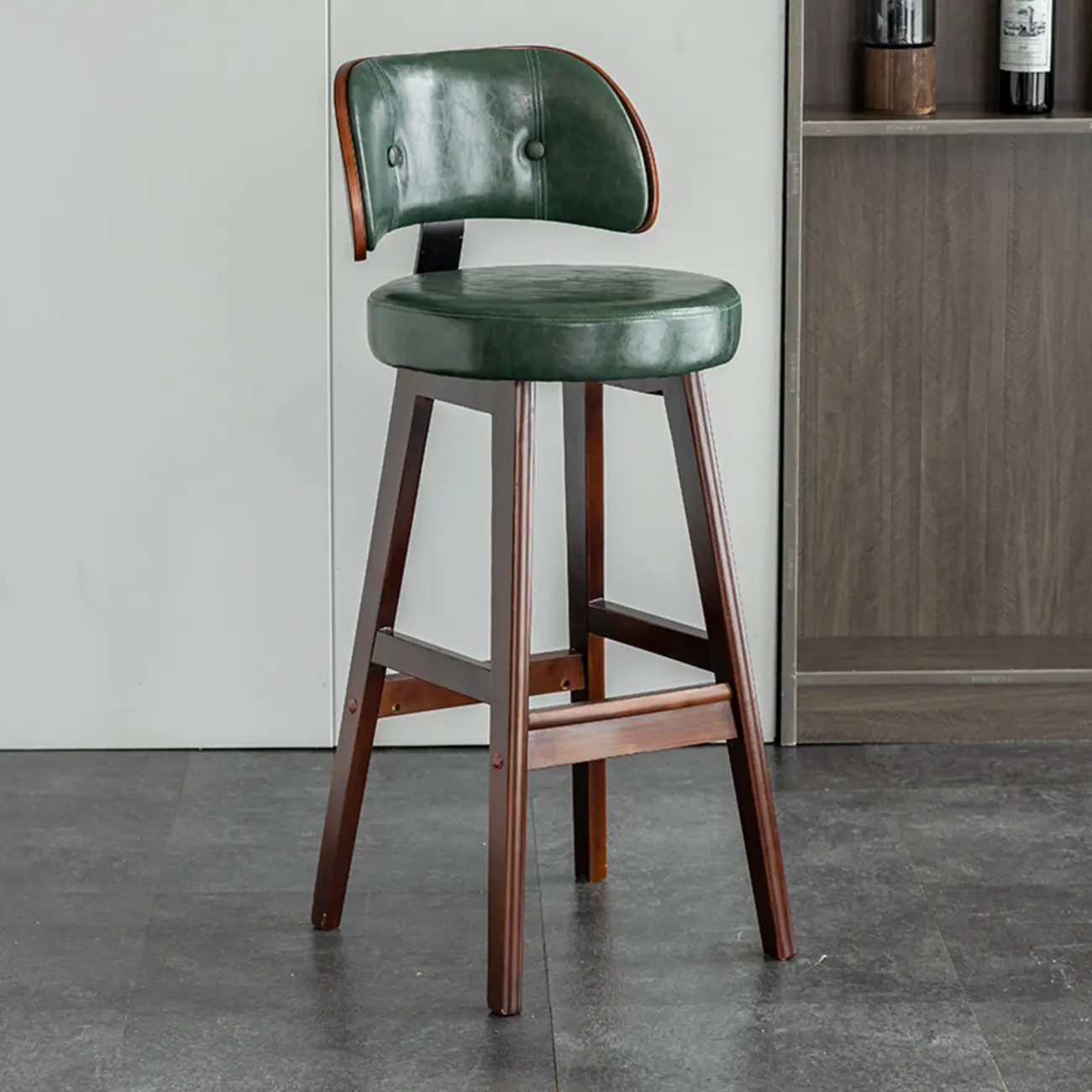 Modern Wood Upholstered Bar Stools with Back