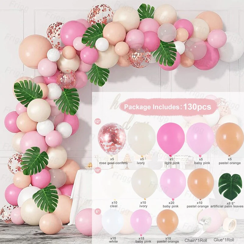 HULIANFU Macaron Pink Balloon Garland Arch Kit Wedding Birthday Party Decoration Kids Globos Rose Gold Confetti Latex Ballon Baby Shower - Deanwangkt