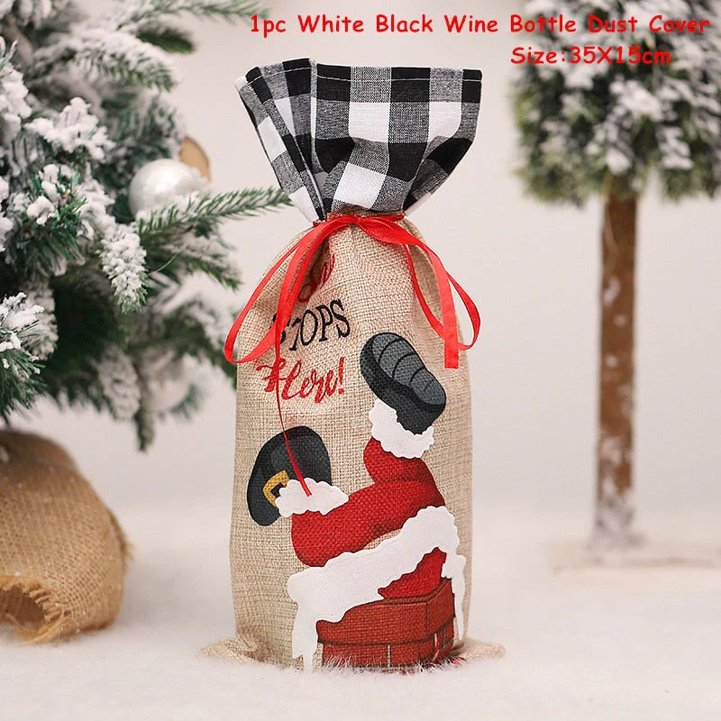 HULIANFU   Xmas Wine Bottle Dust Cover Noel Navidad Christmas Decoration for Home Dinner Decor Christmas Gift Tree Ornament New Year 2026 - Deanwangkt