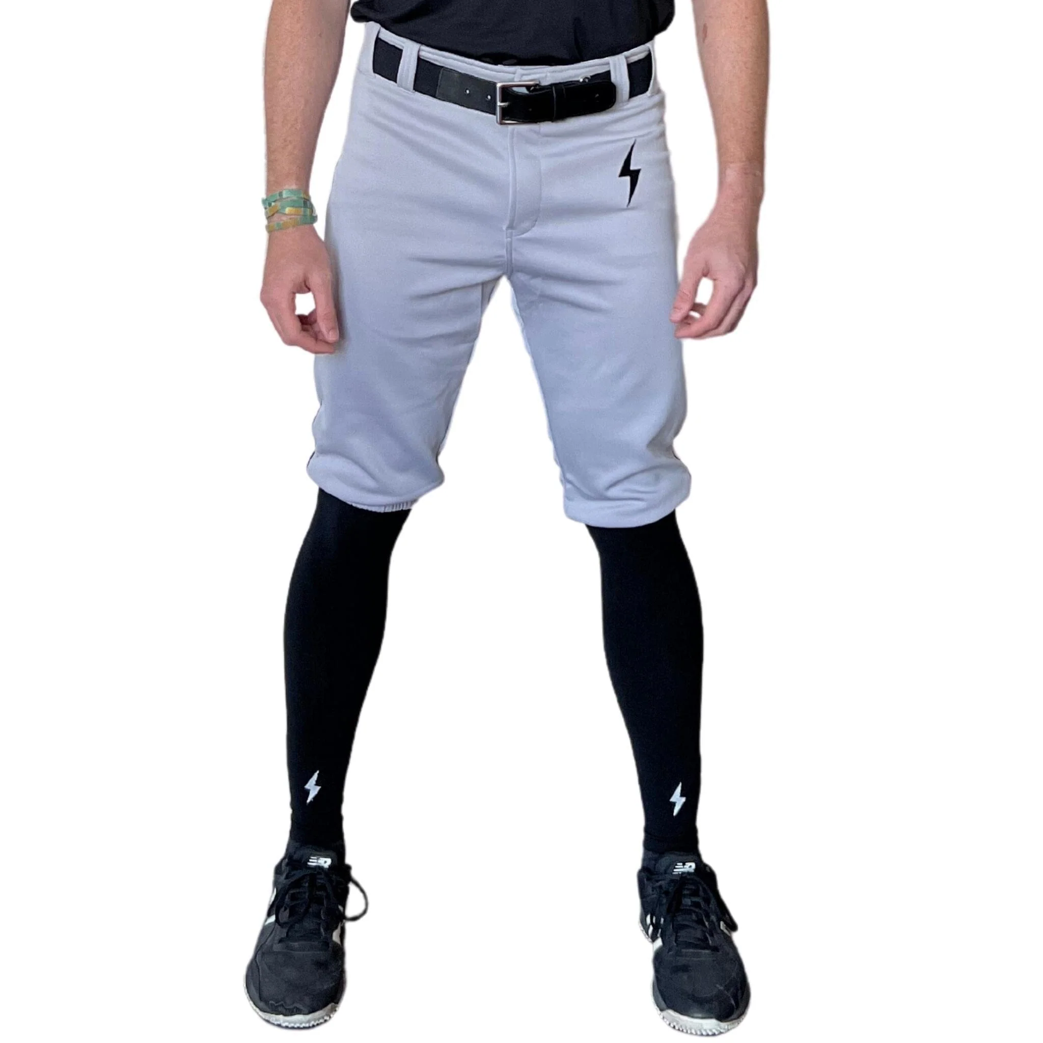 BRUCE BOLT Premium Pro Baseball Short - GREY w/ Black
