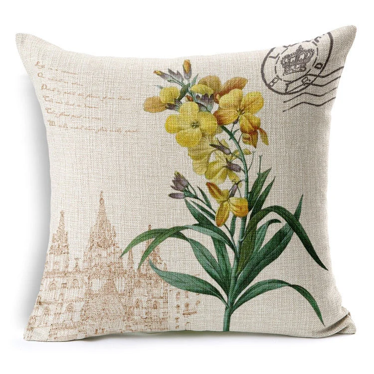HULIANFU Retro Colorful Flowers Pillows Floral Cushion Pillowcase for Home Decorative Decoration Sofa Cushions Customized - Deanwangkt